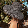 Vintage Patchwork Straw Wide Brim Sun Summer Hat Breathable Beach Cap 
