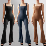 Women's Sleeveless Bodysuit Flared Pants Square Neck Casual Jumpsuits