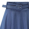 Women's Vintage High Waist A-Line Flared Midi Skirts with Belts