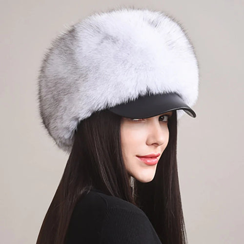 Luxury Winter Russian-Style Beanie Real Fox Fur Earflap Hat Headgear