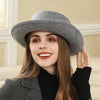 Simple Fashion Bow Wool Top Hat Retro British Style Rolled Brim Hat