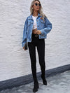 Turn-down Collar Loose Denim Jacket Single Breasted Casual Jean Jacket