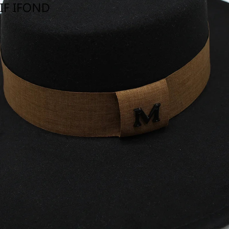 Solid Wide Brim Fedora Hat Vintage Trilby Felt Fashion Hat
