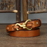 Thin Genuine Leather Cowskin Belt Decorative Waist Belt For Jeans