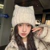1pc Cat Ear Knitted Beanies Winter Warm Wool Hat Headwear-Winter Hats-Arimonz-Arimonz