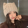 1pc Cat Ear Knitted Beanies Winter Warm Wool Hat Headwear-Winter Hats-Arimonz-Arimonz