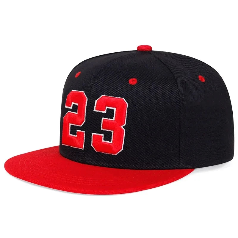 23 Embroidery Hip Hop Hat Outdoor Adjustable Travel Snapback Hat-Women's Caps-Arimonz-Black red-Arimonz