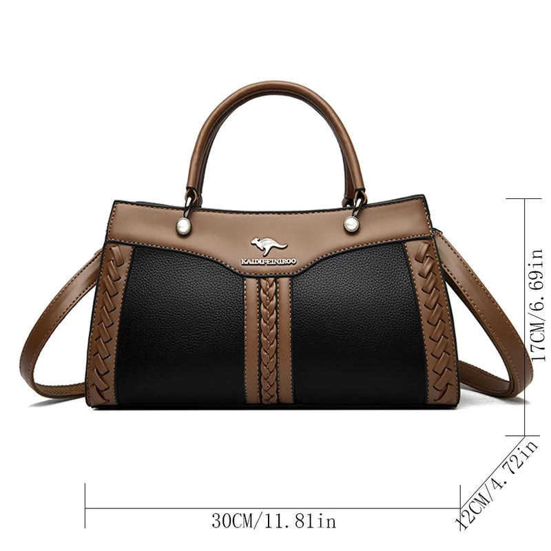 Multi Layered Women Handbag Soft Leather Messenger Bag Crossbody Bag