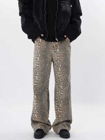 Y2k Vintage Leopard Print Loose Women Jeans Straight High Waist Jeans