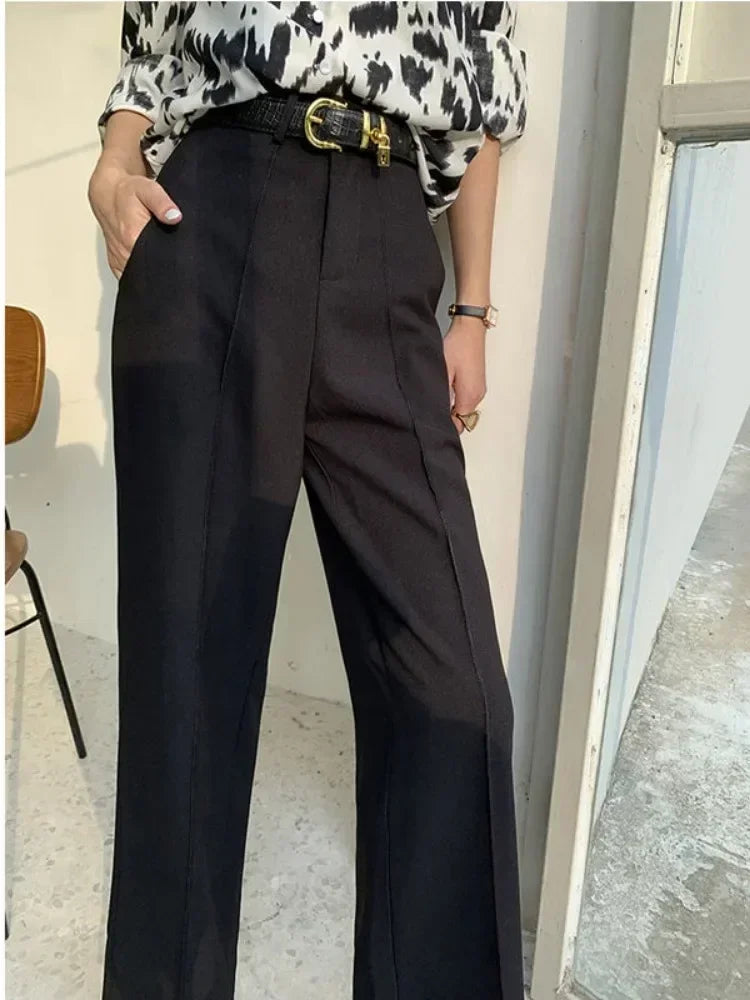 Women Summer Pants High Waist Loose Wide Leg Pant Straight Trouser