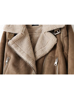 Women Winter Vintage Fur Jacket Lapel Long Sleeves Jacket Outwear