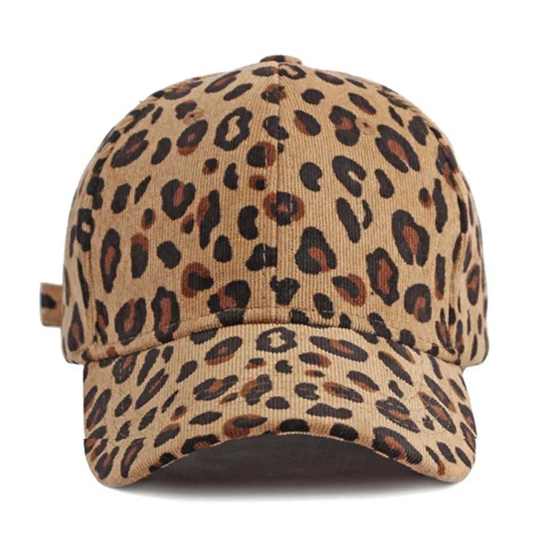 Women Leopard Pattern Corduroy Baseball Cap Men Retro Snapback Hat