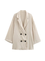 2pcs Casual Double Breasted Blazer and Wide Leg Trousers Office Outfit-Wear To Work Sets-Arimonz-Arimonz
