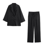 2pcs Casual Double Breasted Blazer and Wide Leg Trousers Office Outfit-Wear To Work Sets-Arimonz-Color 1-XS-Arimonz