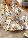 2pcs Chain Printed Double Breasted Long Sleeved Lapel Jacket and Pants-Wear To Work Sets-Arimonz-Arimonz