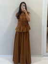 2pcs Solid Sleeveless Top With High Waist Pleated Pants Loose Outfit-Wear To Work Sets-Arimonz-Arimonz