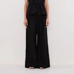 2pcs Solid Sleeveless Top With High Waist Pleated Pants Loose Outfit-Wear To Work Sets-Arimonz-black pants-S-Arimonz