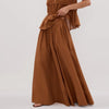 2pcs Solid Sleeveless Top With High Waist Pleated Pants Loose Outfit-Wear To Work Sets-Arimonz-coffee skirt-S-Arimonz