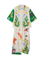 2pcs Unique Print Short Sleeve Shirt Top and Long Pants Outfit Set-Wear To Work Sets-Arimonz-Arimonz