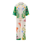 2pcs Unique Print Short Sleeve Shirt Top and Long Pants Outfit Set-Wear To Work Sets-Arimonz-MULTI-M-Arimonz