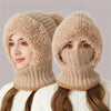 3-in-1 Beanie Scarf and Mask Set Fleece-Lined Knitted Windproof Cap-Winter Hats-Arimonz-Arimonz