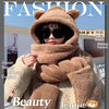 3 In 1 Winter Faux Fur Hooded Scarf Bear Ears With Gloves Plush Hat-Winter Hats-Arimonz-Arimonz