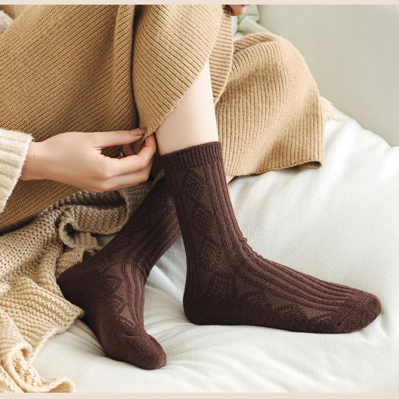 3 Pairs Cashmere Wool Winter Thicken Warm Thermal Mid Tube Socks-Socks & Tights-Arimonz-Arimonz