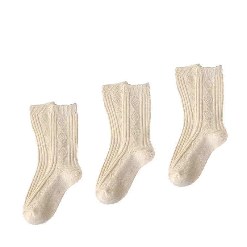 3 Pairs Cashmere Wool Winter Thicken Warm Thermal Mid Tube Socks-Socks & Tights-Arimonz-Beige-Arimonz