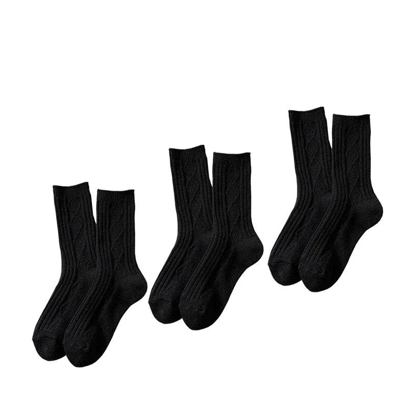 3 Pairs Cashmere Wool Winter Thicken Warm Thermal Mid Tube Socks-Socks & Tights-Arimonz-Black-Arimonz