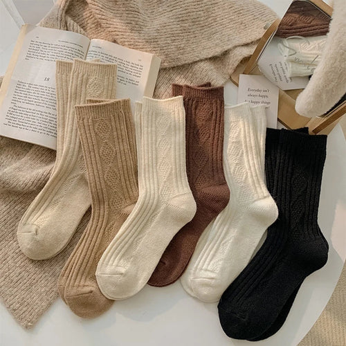 3 Pairs Cashmere Wool Winter Thicken Warm Thermal Mid Tube Socks-Socks & Tights-Arimonz-Arimonz