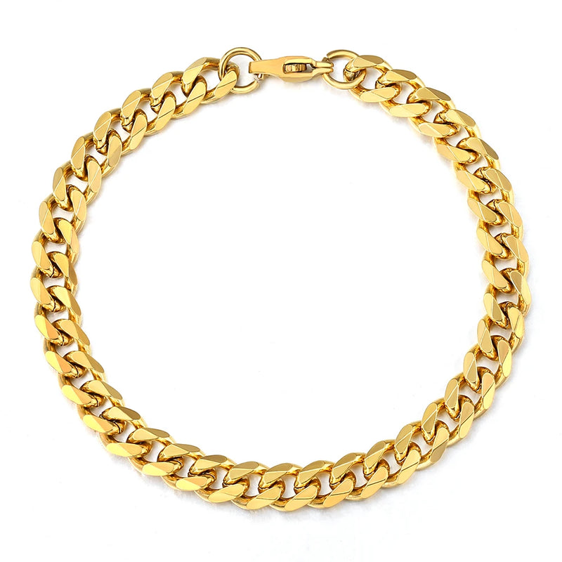 3/5/7MM Stainless Steel Curb Cuban Link Chain Anklet Jewelry Gift-Anklets-Arimonz-7mm Gold-Arimonz