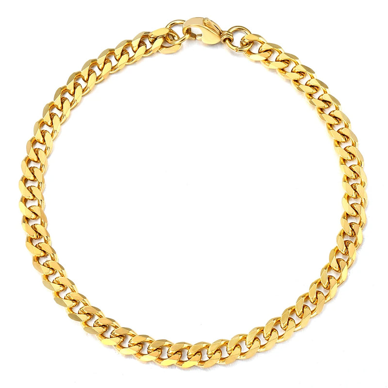 3/5/7MM Stainless Steel Curb Cuban Link Chain Anklet Jewelry Gift-Anklets-Arimonz-Arimonz