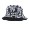 Retro Elephant Print Bucket Hat Reversible Summer Panama Beach Cap