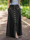 Women Denim Maxi Skirt Vintage Skirts Casual Solid Skirt Oversized