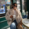 Chic Street Style Winter Fluffy Coat Gradient Faux Fur Luxury Jacket