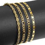 3MM Gold Plated Stainless Steel Rope Figaro Curb Link Chain Anklet-Anklets-Arimonz-Arimonz
