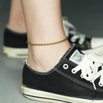 3MM Gold Plated Stainless Steel Rope Figaro Curb Link Chain Anklet-Anklets-Arimonz-Rope-Arimonz