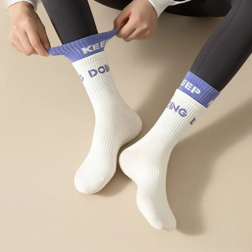 4 Pairs Non Slip with Grips Sticky Gripper Cotton Yoga Unisex Socks-Socks & Tights-Arimonz-Arimonz
