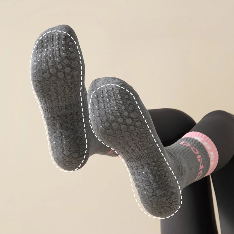 4 Pairs Non Slip with Grips Sticky Gripper Cotton Yoga Unisex Socks-Socks & Tights-Arimonz-Arimonz