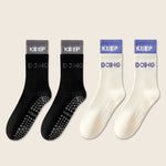 4 Pairs Non Slip with Grips Sticky Gripper Cotton Yoga Unisex Socks-Socks & Tights-Arimonz-A- As picture-Arimonz