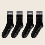 4 Pairs Non Slip with Grips Sticky Gripper Cotton Yoga Unisex Socks-Socks & Tights-Arimonz-Black-Arimonz