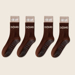 4 Pairs Non Slip with Grips Sticky Gripper Cotton Yoga Unisex Socks-Socks & Tights-Arimonz-Coffee-Arimonz