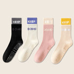 4 Pairs Non Slip with Grips Sticky Gripper Cotton Yoga Unisex Socks-Socks & Tights-Arimonz-F- As picture-Arimonz