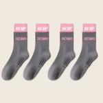 4 Pairs Non Slip with Grips Sticky Gripper Cotton Yoga Unisex Socks-Socks & Tights-Arimonz-Gray-Arimonz