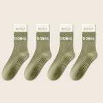 4 Pairs Non Slip with Grips Sticky Gripper Cotton Yoga Unisex Socks-Socks & Tights-Arimonz-Green-Arimonz
