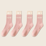 4 Pairs Non Slip with Grips Sticky Gripper Cotton Yoga Unisex Socks-Socks & Tights-Arimonz-Pink-Arimonz