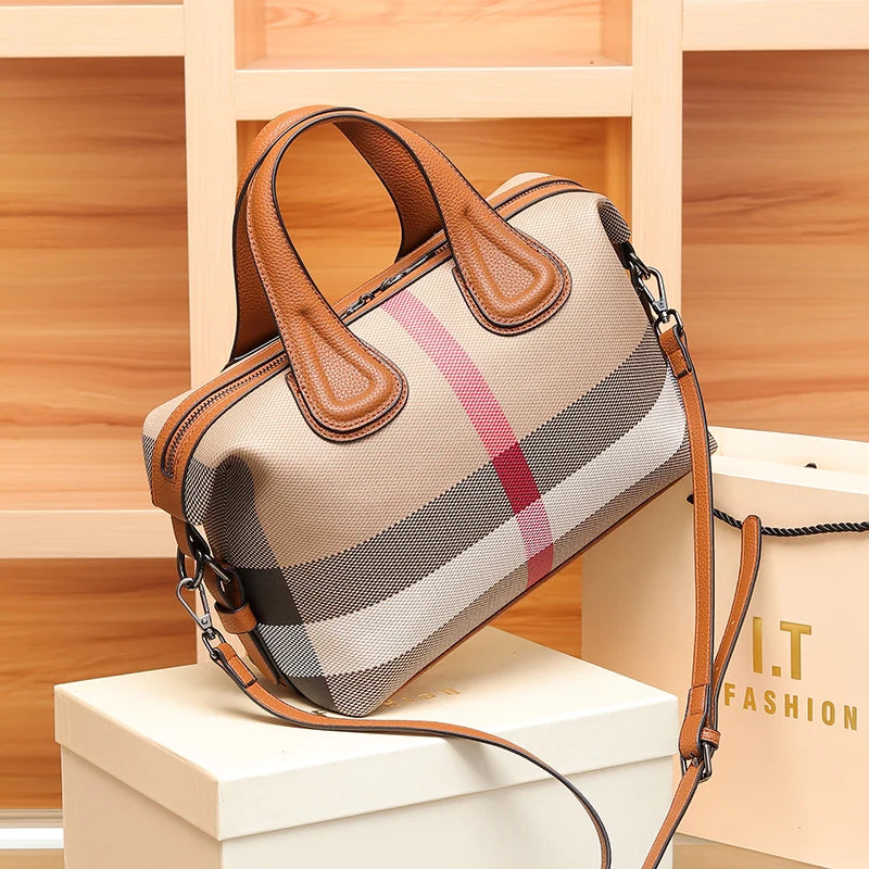 Lady Handbag Plaid Canvas Women Messenger Shoulder Bag Crossbody Bag