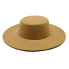 French Women's Hat Big Wide Brim Fedora Hats Flat Top Felt Hat