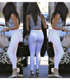 High Waist White Basic Stretch Skinny Denim Pants Trousers Jeans