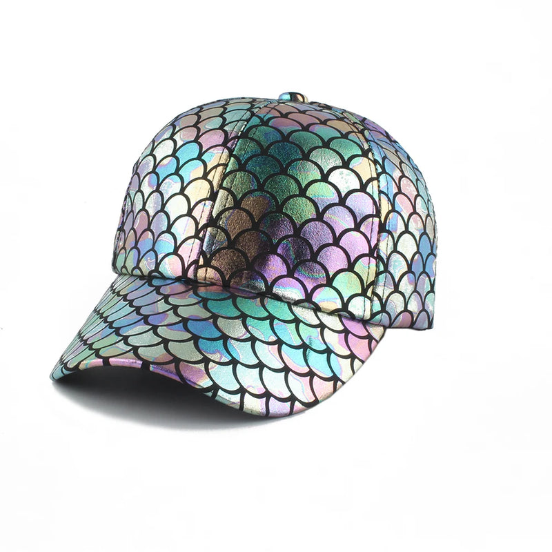 Scale Print Baseball Cap Snapback Hats For Women Fish Scale Print Hat